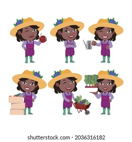 Farmer and gardener with different poses