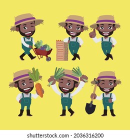 Agricultor y jardinero con diferentes poses