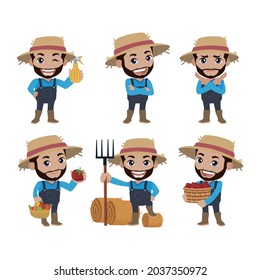 Farmer and gardener with different poses