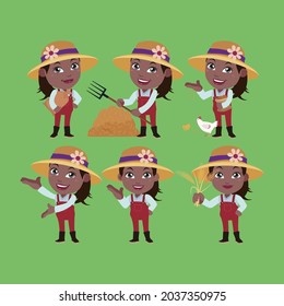 Farmer and gardener with different poses
