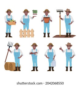 Farmer and gardener with different poses
