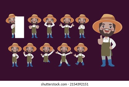 Farmer and gardener with different poses