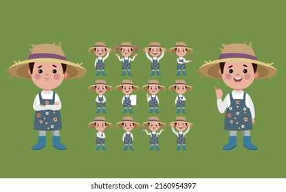 Farmer and gardener with different poses