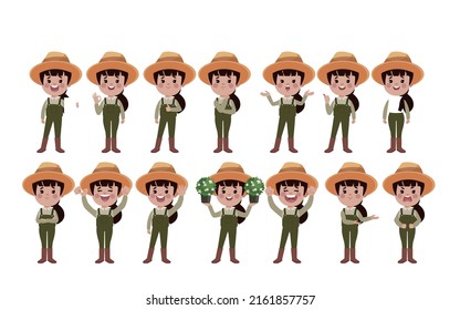 Farmer and gardener with different poses