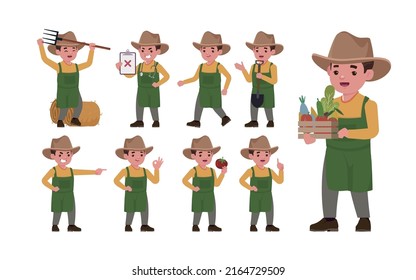 Agricultor y jardinero con diferentes poses