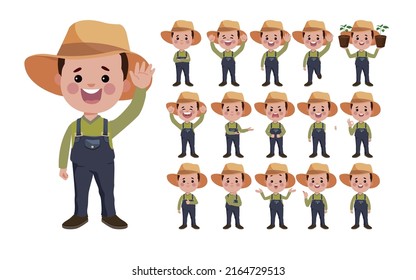Farmer and gardener with different poses