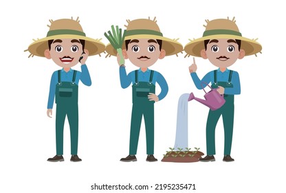 Farmer and gardener with different poses