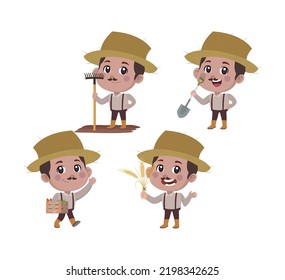 Agricultor y jardinero con diferentes poses
