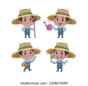 Farmer and gardener with different poses