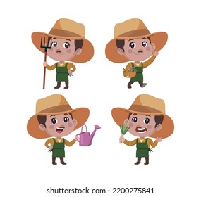 Farmer and gardener with different poses