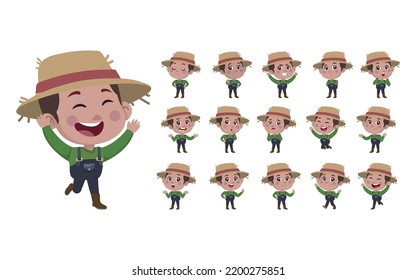 Agricultor y jardinero con diferentes poses