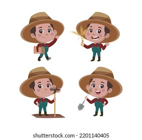 Farmer and gardener with different poses