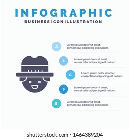 Farmer, Gardener, Man Solid Icon Infographics 5 Steps Presentation Background. Vector Icon Template background