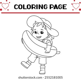 farmer girl happily coloring page for kids