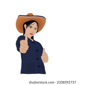 Farmer girl on a white background.