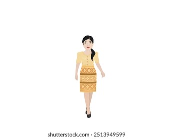 Farmer girl on a white background.