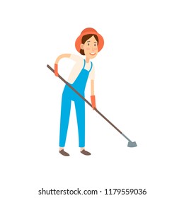 Farmer is going to cultivate the beds. Flat design farmers set illustration vector.