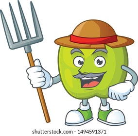 Farmer granny smith in a green apple character mascot
