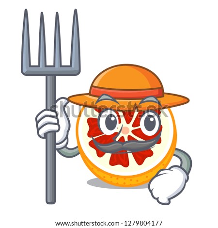 Farmer grapefruit in a cartoon fruit basket