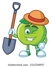 farmer green apple mascot character vector