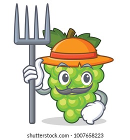 Farmer green grapes character cartoon