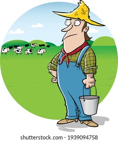 Farmer in the green grassy field