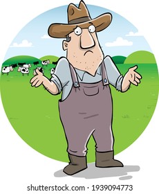 Farmer in the green grassy field