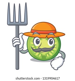 Farmer green tomato slice in cartoon bowl