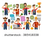 farmer, grower, farm icons set. vector illustration