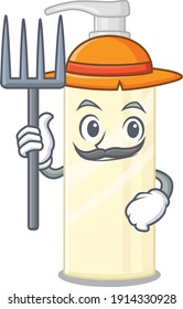 Farmer hair mask mascot design working with a hat. Vector illustration