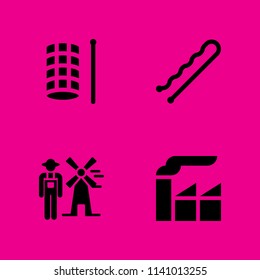 farmer, hair salon, hair salon and factory icons set. Vector graphic design for web and application