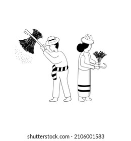 Farmer harvest the rice cartoon design on white background. Thailand traditional. Vector illustration in flat cartoon design.