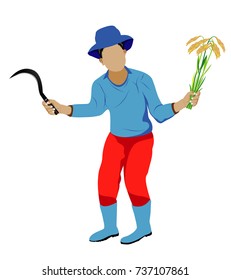 farmer harvest rice vector design