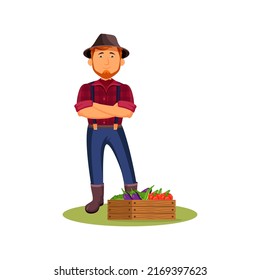 Farmer and harvest, vector icon or clipart.