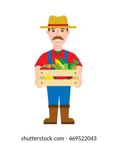 farmer with harvest of vegetables