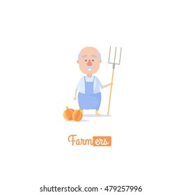 Farmer harvests. Vector illustration