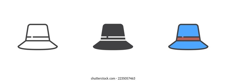 Bauer hat einen anderen Stil Symbol gesetzt. Linie, Glyph und gefüllte Umrissversion, Umriss und ausgefülltes Vektorzeichen. Symbol, Logo-Abbildung. Vektorgrafik