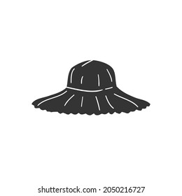 Farmer Hat Icon Silhouette Illustration. Agriculture Vector Graphic Pictogram Symbol Clip Art. Doodle Sketch Black Sign.