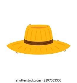 Farmer hat on white background. Peasant hat vector.