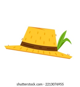 Farmer hat on white background. Peasant hat vector.