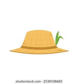 Farmer hat on white background. Peasant hat vector.