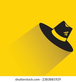 farmer hat with shadow on yellow background
