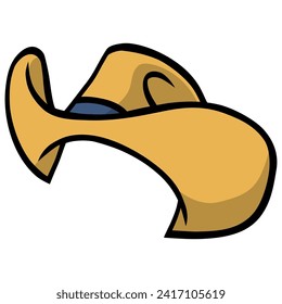 Farmer Hat Straw Cap Cartoon Drawing Vector Illustration