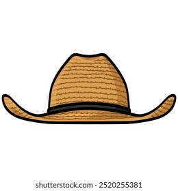 Farmer Hat Straw Cap Cartoon Illustration Vector Drawing