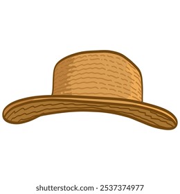 Farmer Hat Straw Cap Cartoon Illustration Vector Drawing