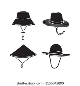 farmer hat vector illustration, silhouette hat design isolated white background