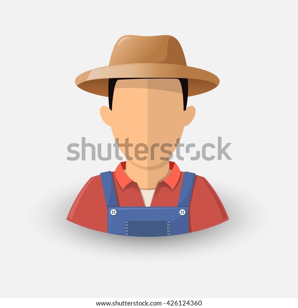 Farmer Hat Village Man Icon Avatar Stock Vector (Royalty Free) 426124360