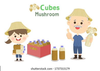 Farmer have Cubes Mushroom Vector