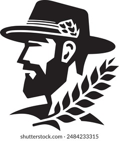 Arte de diseño de Vector de cabeza de granjero