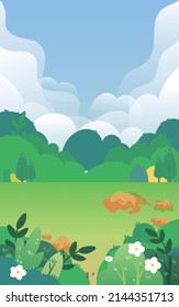 Farmer is hoeing with a hoe, farmland and plants in the background, vector illustration